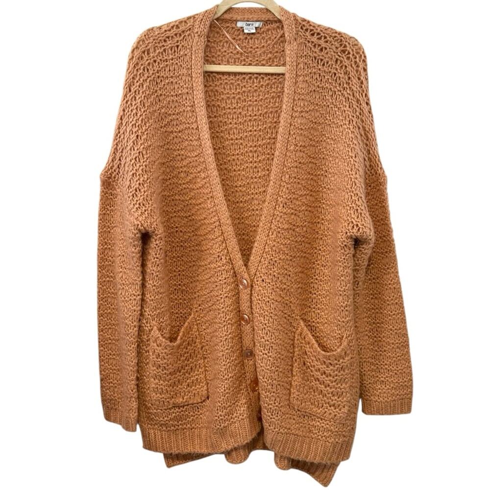 Bar III XL Pink Mauve Chunky Knit Oversized V-Neck Longline Cardigan Sweater